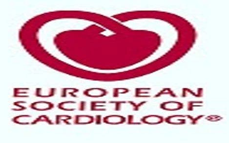 Logotipo de un corazón del que salen dos arterias con el nombre de la Sociedad Europea de Cardiología