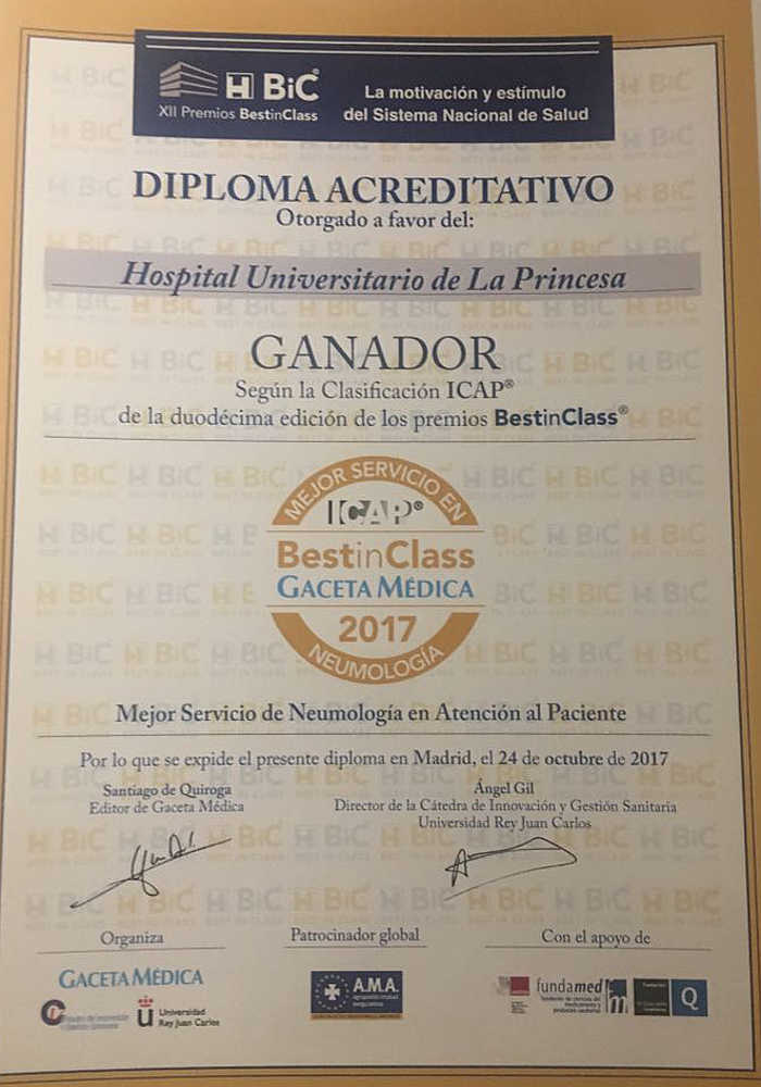 Premio BIC de Gaceta Médica al Hospital Universitario La Princesa