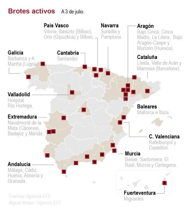 El coronavirus en España suma 17 fallecidos en las últimas 24 horas. Situación de los rebrotes