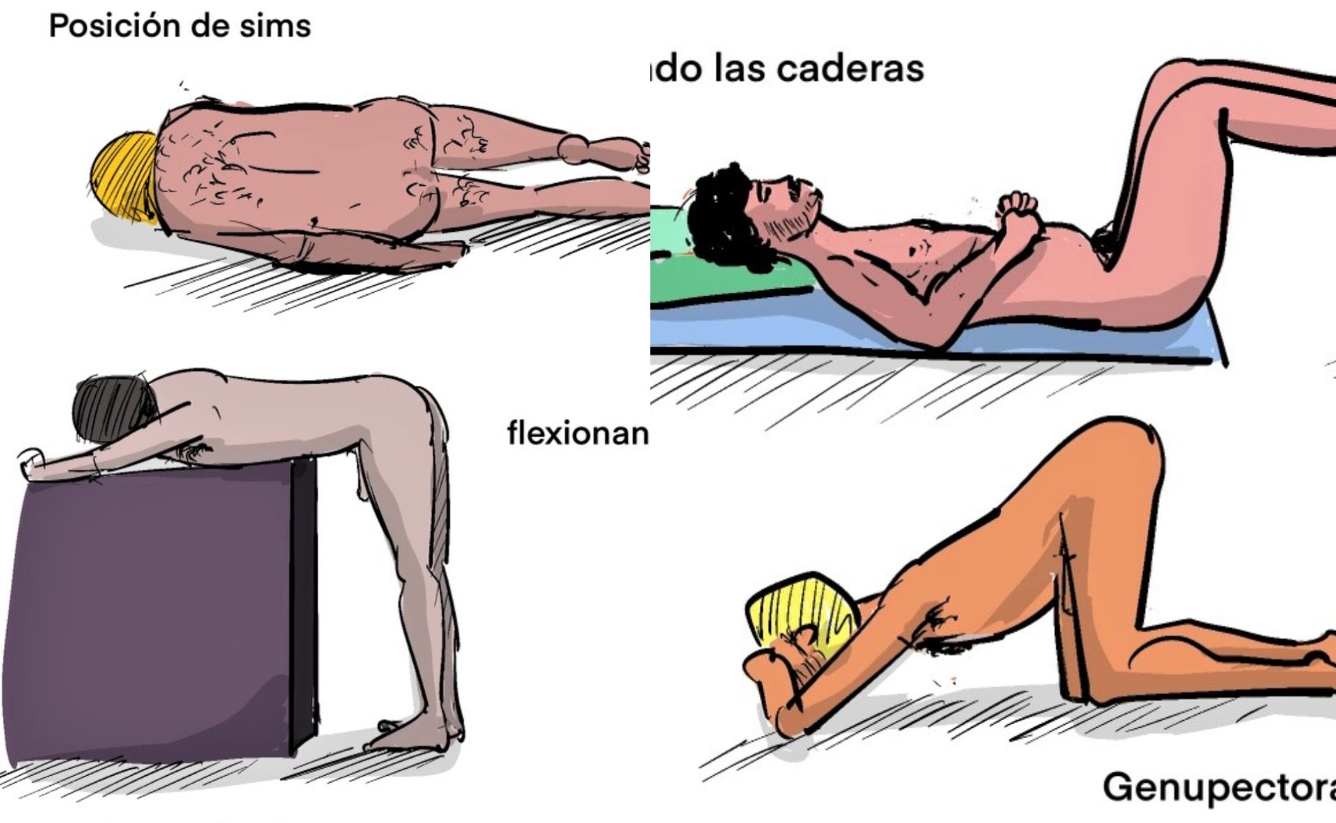 Posturas paciente en el tacto rectal, prueba diagnóstica.
